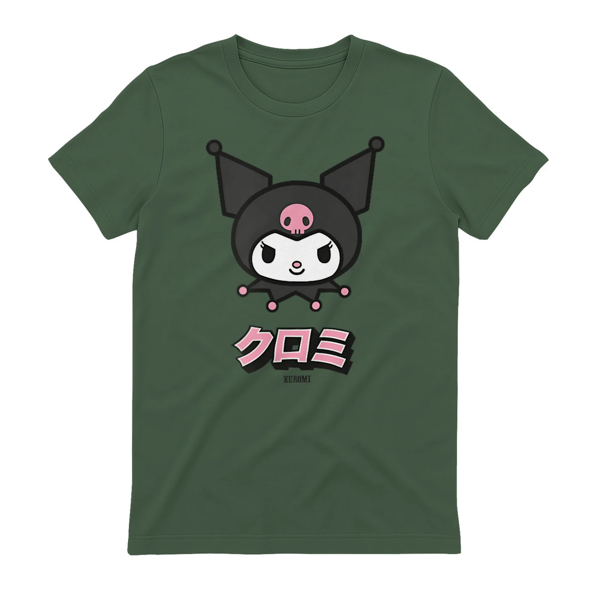 Kuromi Sanrio Character Classic Japan Design in Military Green - back view