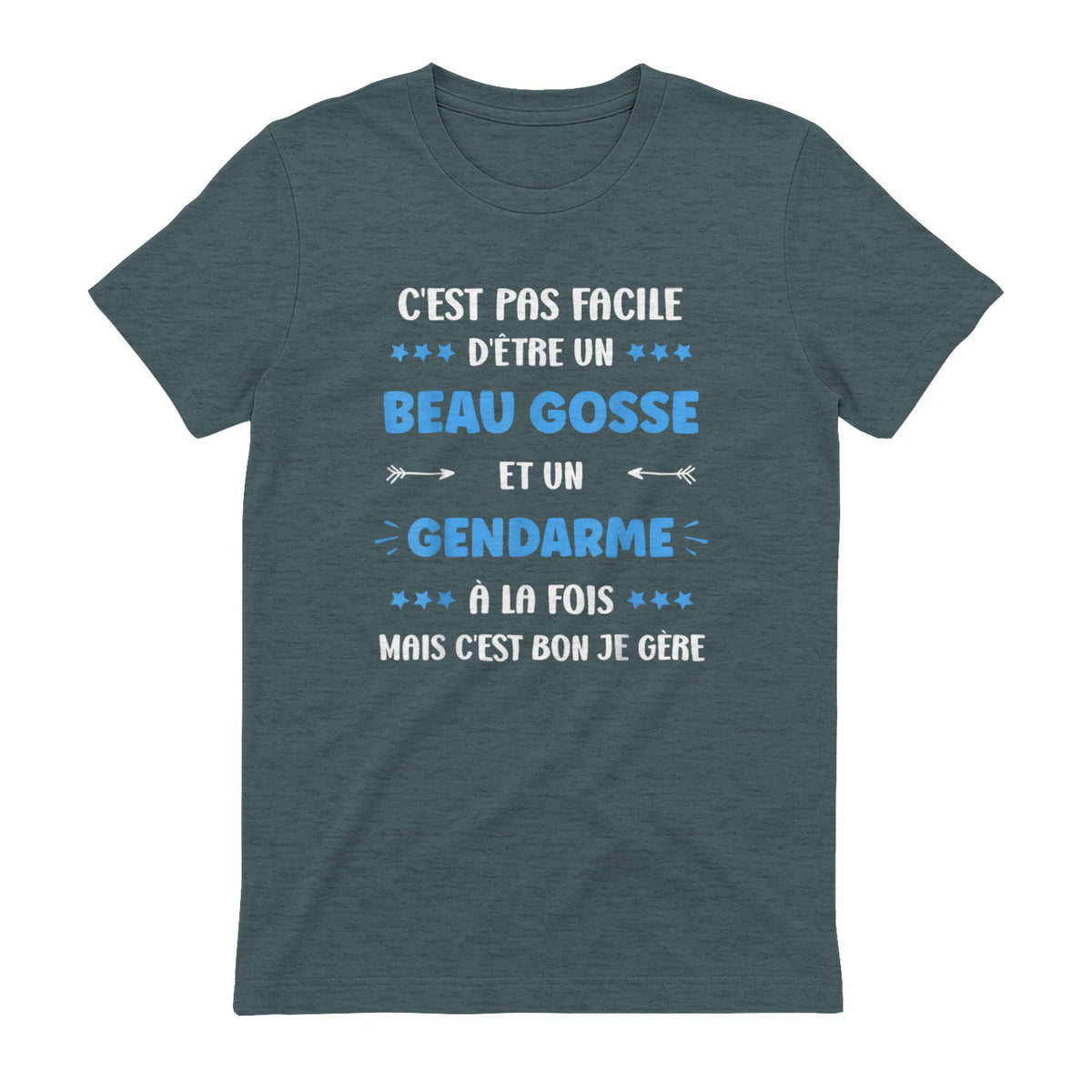 Départ Métier Super Gendarme Humour Beau Gosse Gendarme in Dark Heather - back view
