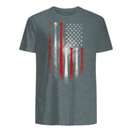 Vintage Baseball American Flag T-Shirt, Classic Fit Black Tee for Dad and Mom in Dark Heather - back view