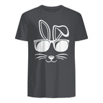 Bunny Face With Sunglasses Men Boys Kids Easter Day in Charcoal - back view