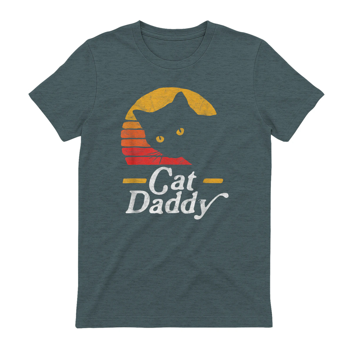 Cat Daddy Vintage Eighties Style Cat Retro Distressed in Dark Heather - back view