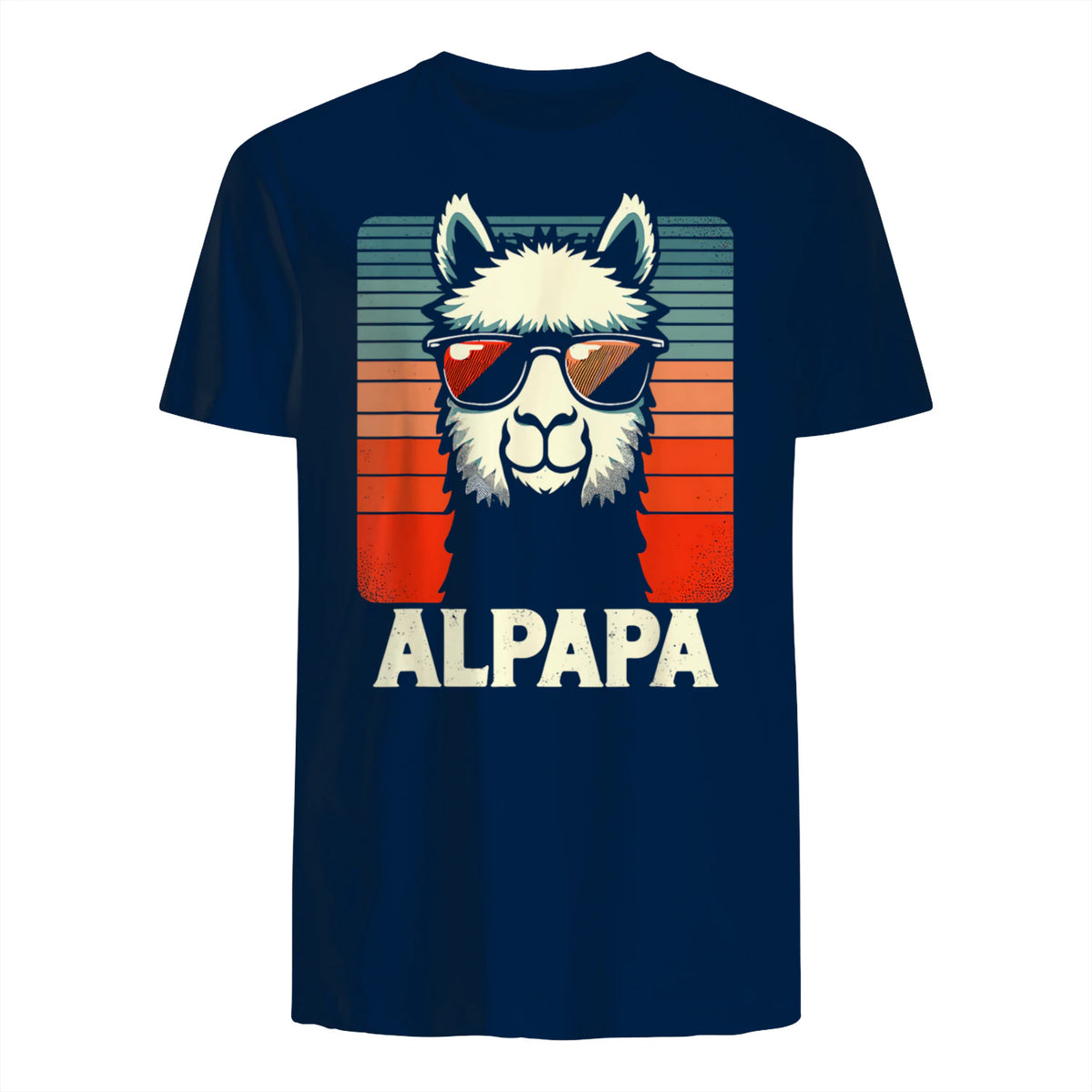 Bester Papa Alpapa Alpaka Frischgebackener Papa Vatertag T-Shirt in Navy - back view