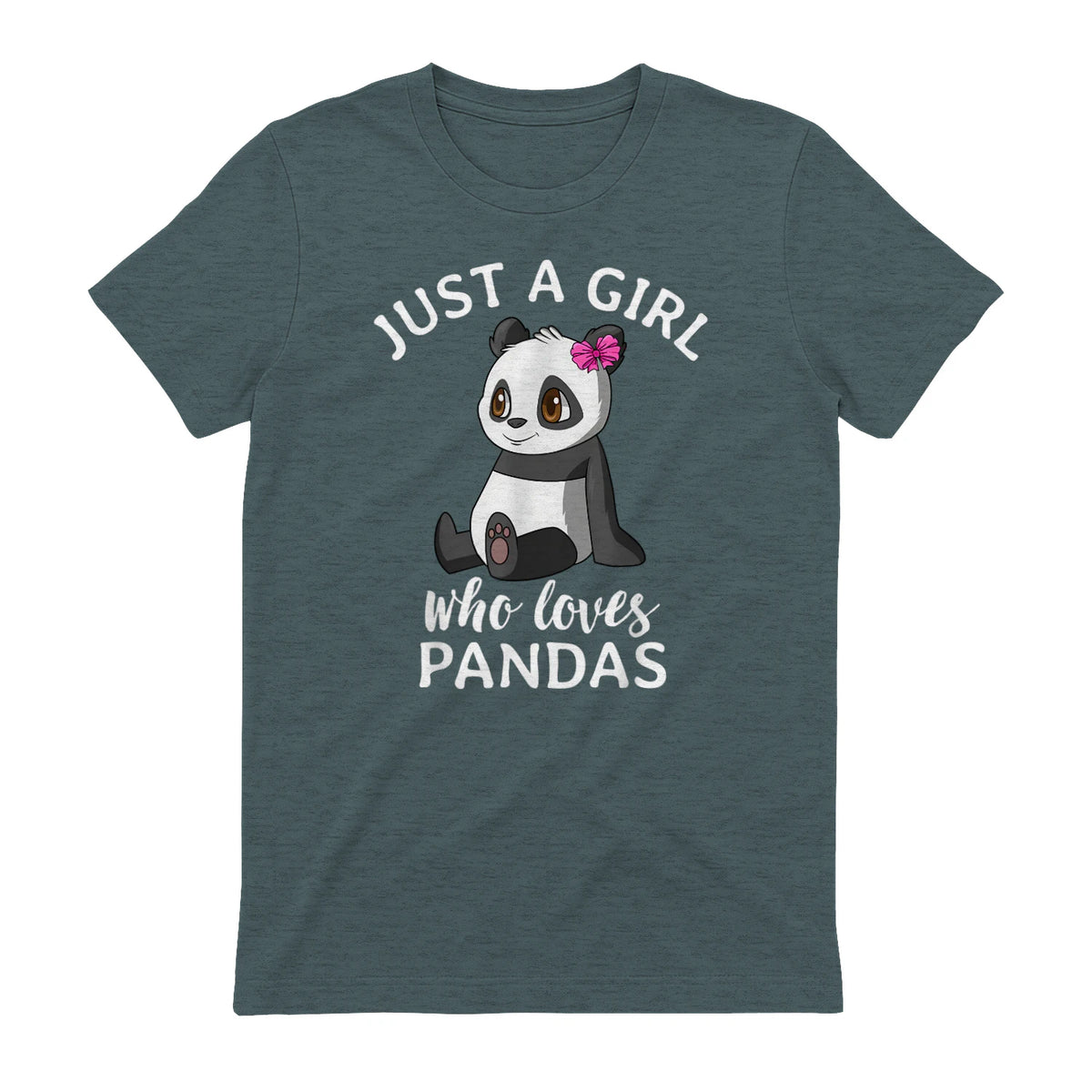 Cute Panda Kawaii Just A Girl Who Loves Pandas Girls in Dark Heather - back view