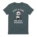 Cute Panda Kawaii Just A Girl Who Loves Pandas Girls in Dark Heather - back view