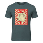 Vintage Japanese Cat Kawaii Cat Lover Meowing Tshirt in Dark Heather - front view