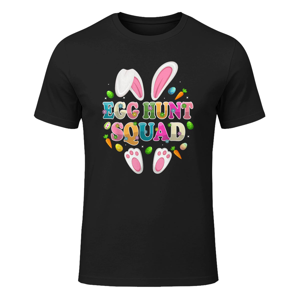 Egg Hunt Squad Bunny Happy Easter Day in Black - front view