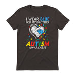 I Wear Blue For My Brother Autism Awareness in Dark Chocolate - back view