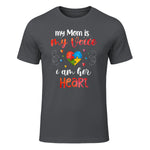 Autism Mom Support ASD T-Shirt in Charcoal - front view