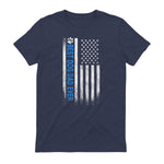 Best Dog Dad Ever American Flag T-Shirt Gift for Best Father in Heather Navy - back view