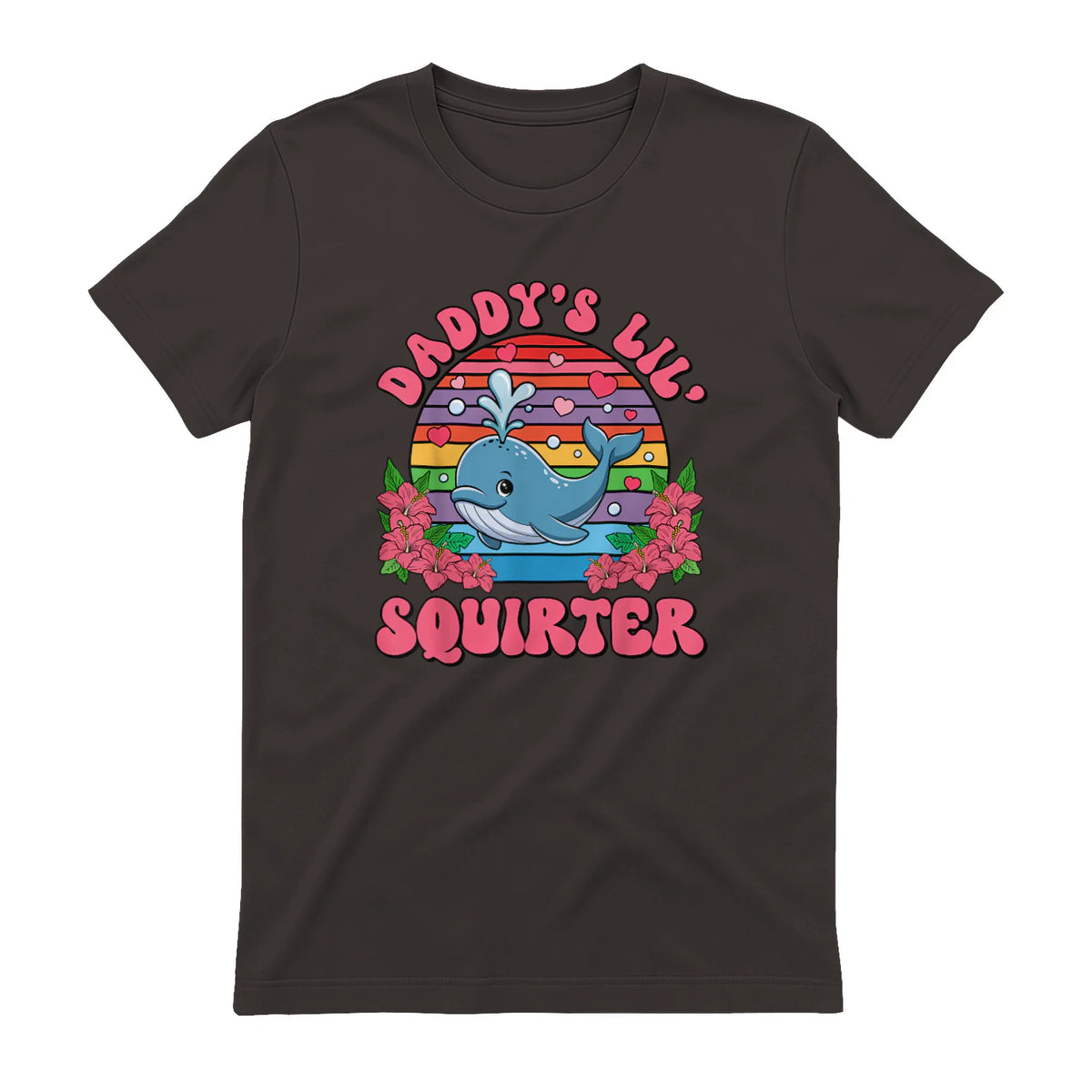 Daddy's Lil Squirter Joke T-Shirt in Dark Chocolate - back view