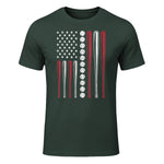 Patriotic Baseball Fourth of July USA Flag T-Shirt in Forest Green - front view