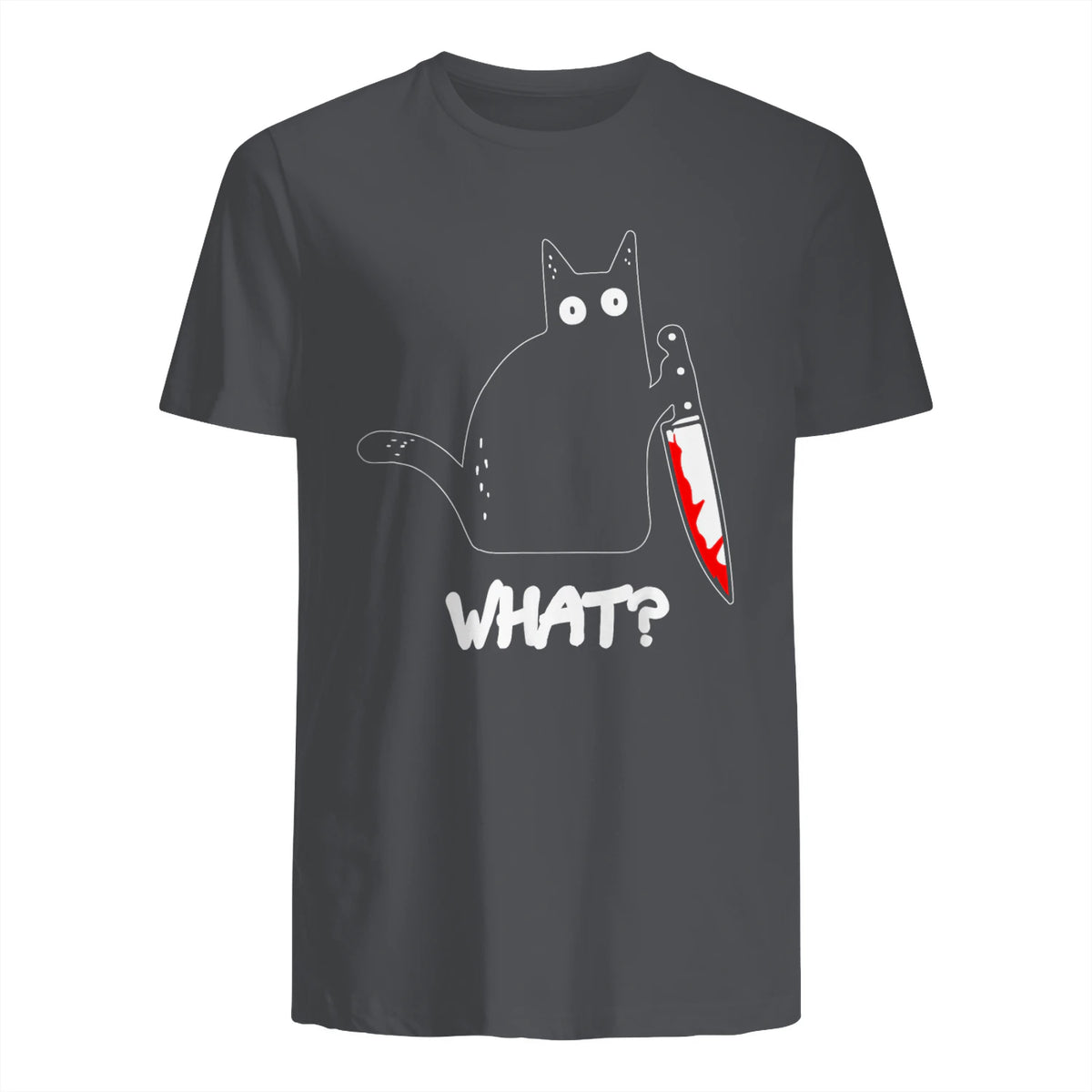 Chat Noir meurtrier drôle avec Couteau - Chat Noir Quoi in Charcoal - back view