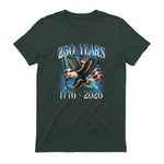 Eagle and Flag Anniversary Birthday T-Shirt in Forest Green - back view