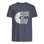 Funny Dad Shirt Measure Cut Swear Handyman Father Day Tshirt in Heather Navy - back view