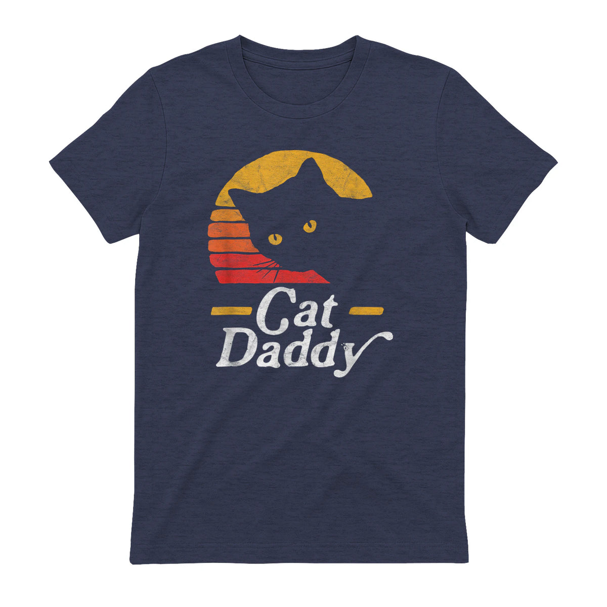Cat Daddy Vintage Eighties Style Cat Retro Distressed in Heather Navy - back view