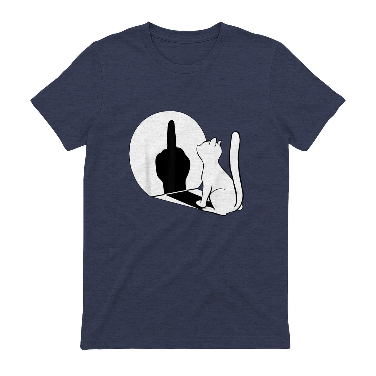 Chat Majeur drôle avec Doigt d'honneur in Heather Navy - back view