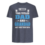 I Have Two Titles Dad And Grandad Funny Father's Day Gift in Heather Navy - back view