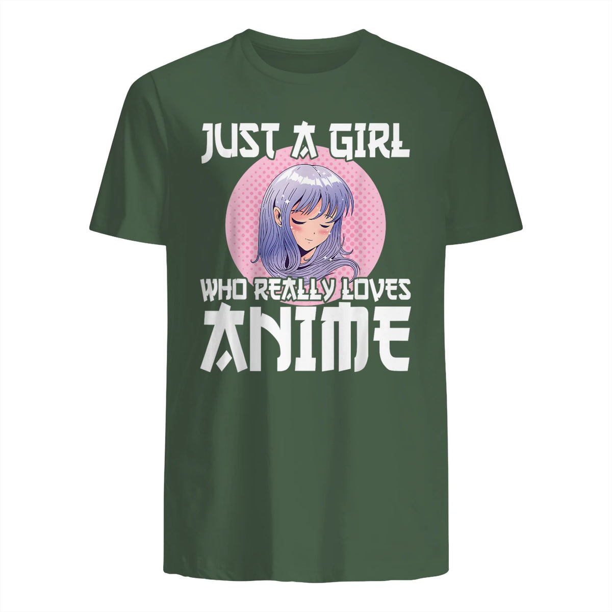 Manga & Anime Outfits for Women & Girls Anime Girl Merch Otaku Gift Just A Girl Who Loves Anime in Military Green - back view