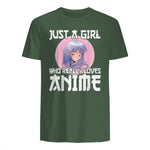 Manga & Anime Outfits for Women & Girls Anime Girl Merch Otaku Gift Just A Girl Who Loves Anime in Military Green - back view