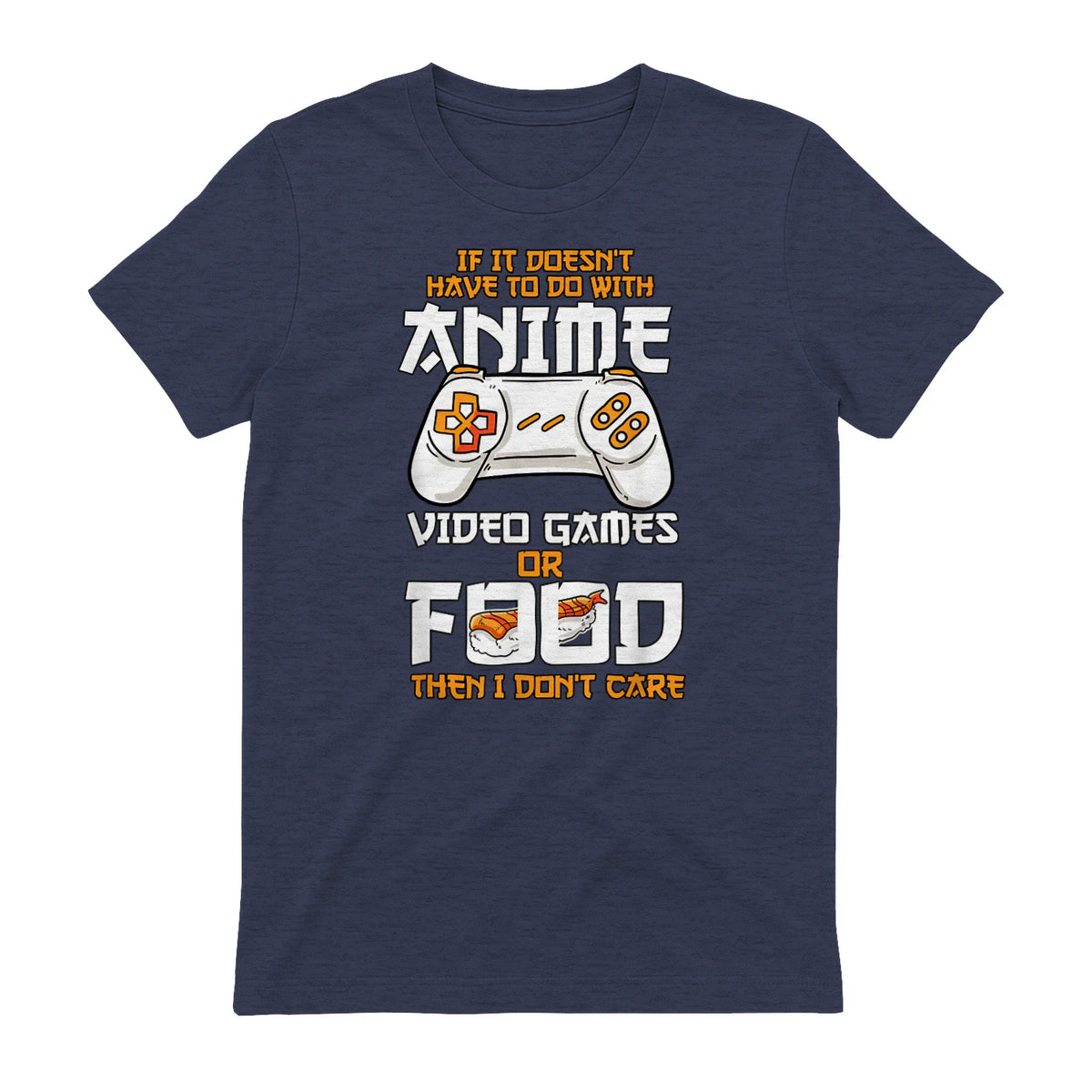Cute Manga & Anime Merch for Anime Girls & Boys Unisex Anime Video Games Food Sushi Gaming Merch Otaku Gift Anime in Heather Navy - back view