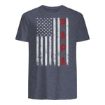 Proud Papa Flag Funny Father's Day from Grandchildren T-Shirt in Heather Navy - back view