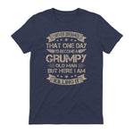 I Never Dreamed That I'd Become A Grumpy Old Man Grandpa in Heather Navy - back view