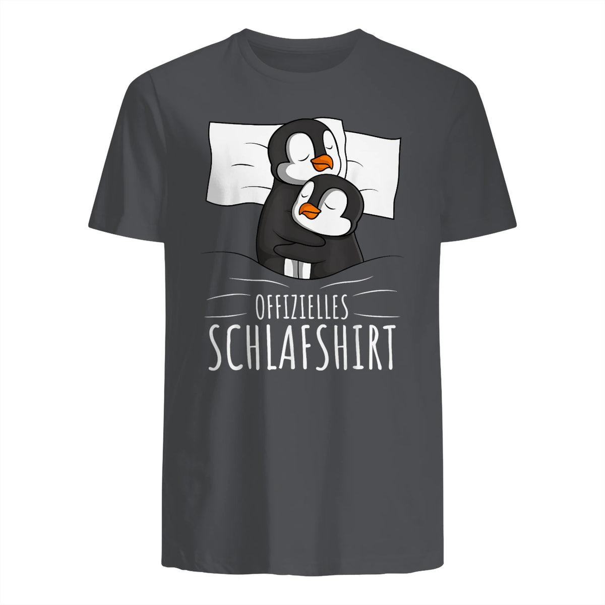 Offizielles Schlafshirt Pinguin Schlafanzug Penguin Kurzarm in Charcoal - back view