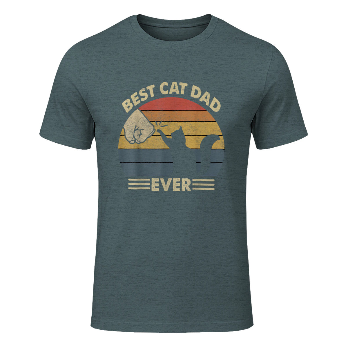 Best Cat Dad Ever T-Shirt in Dark Heather - front view