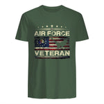 Veteran US Air Force TShirt - American Betsy Ross Flag T-Shirt in Military Green - back view