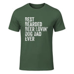 Best Bearded Beer Lovin Dog Dad T-Shirt Pet Lover Owner Gift in Military Green - front view