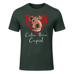 AIREDALE TERRIER Cuter Than Cupid Disant Saint Valentin in Forest Green - front view