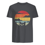 Pack A Punch Women's Retro Cat Graphic T-Shirt - Black, Short Sleev in Charcoal - back view