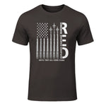 Remember Everyone Deployed RED Friday Military American Flag T-Shirt in Dark Chocolate - front view