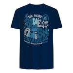 In April We Wear Blue Autism Awareness T-Shirt in Navy - back view
