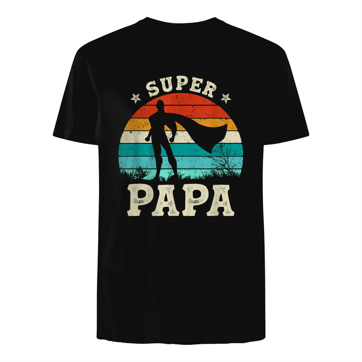 Fête des Pères Meilleur Père Humour Retro Super Papa Parfait in Black - back view