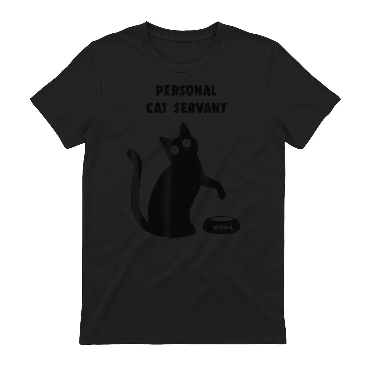 Personal Cat Servant Shirt Funny Black Cat Lover Gift in Black - back view