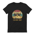 Retro I do What I Want cat Funny cat Lover T-Shirt Small in Black - back view