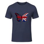 Union Jack Butterfly Butterflies Flag Wings British UK Flag in Heather Navy - front view