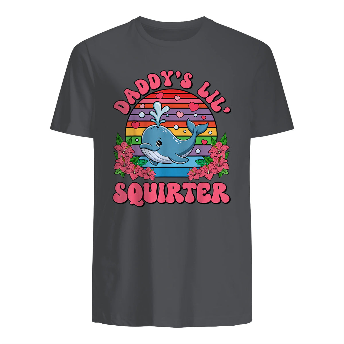 Daddy's Lil Squirter Joke T-Shirt in Charcoal - back view