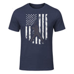American Flag Baseball Shirt Cool Distressed Jersey Gift Tee T-Shirt in Heather Navy - front view