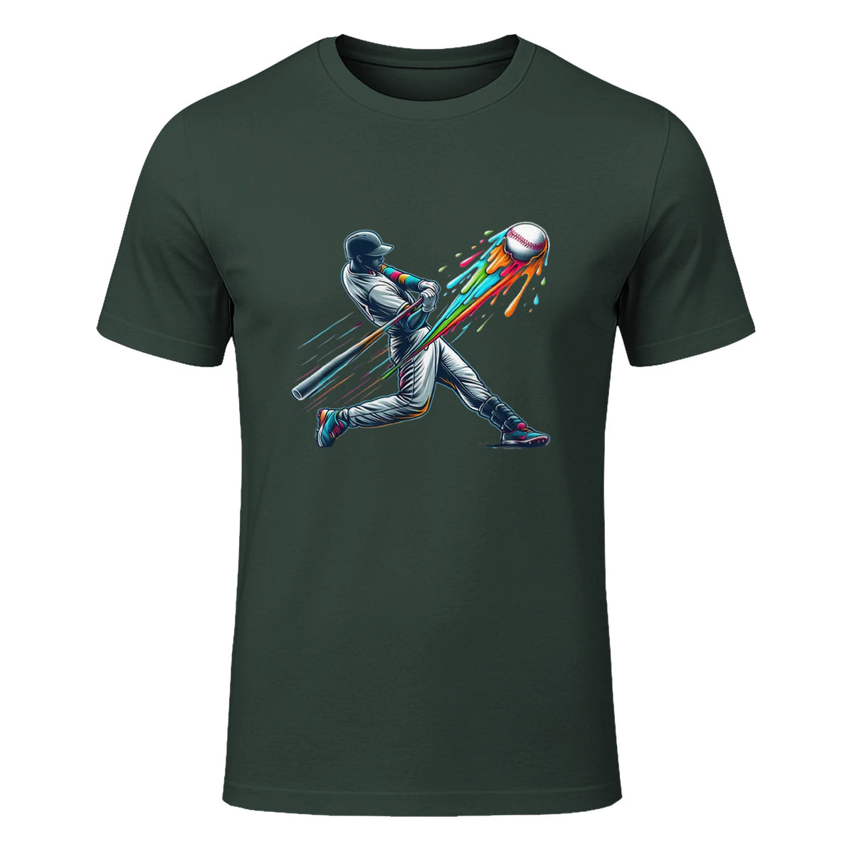 Baseball Player Drip T-Shirt in Forest Green - front view