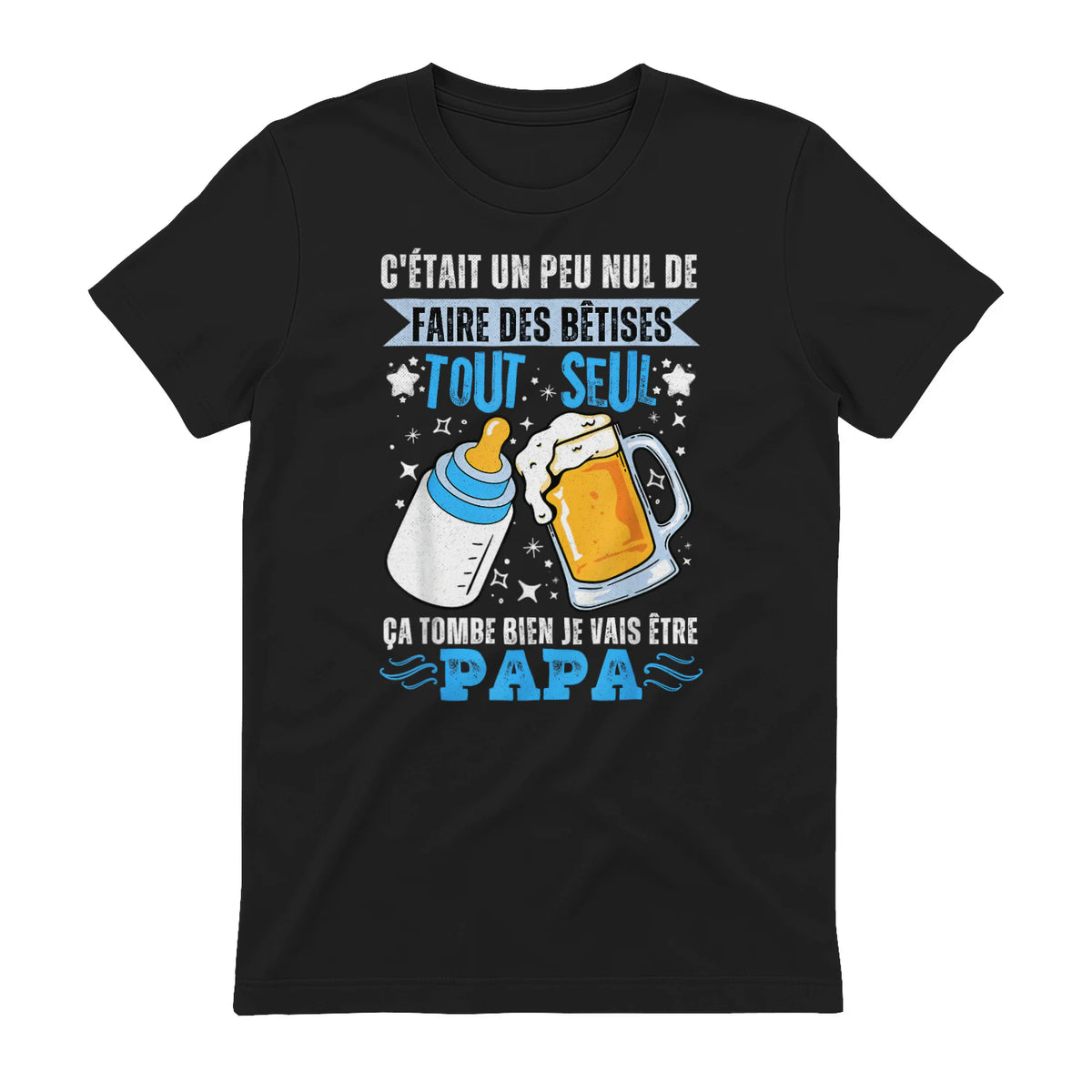 bientôt papa 2026 Annonce Futur Papa Humour Nouveau Papa tee in Black - back view