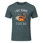 I Was Normal Three Cats Ago T-Shirt in Dark Heather - front view