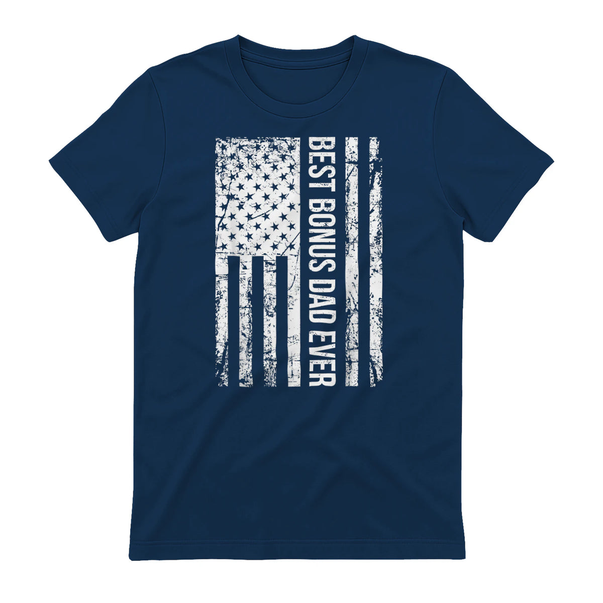 Step Dad Best Bonus Dad Ever For Stepdad American Flag in Navy - back view