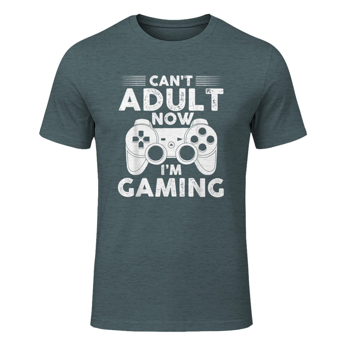 I Can't Adult Now I'm Gaming Gamer Console T-Shirt in Dark Heather - front view