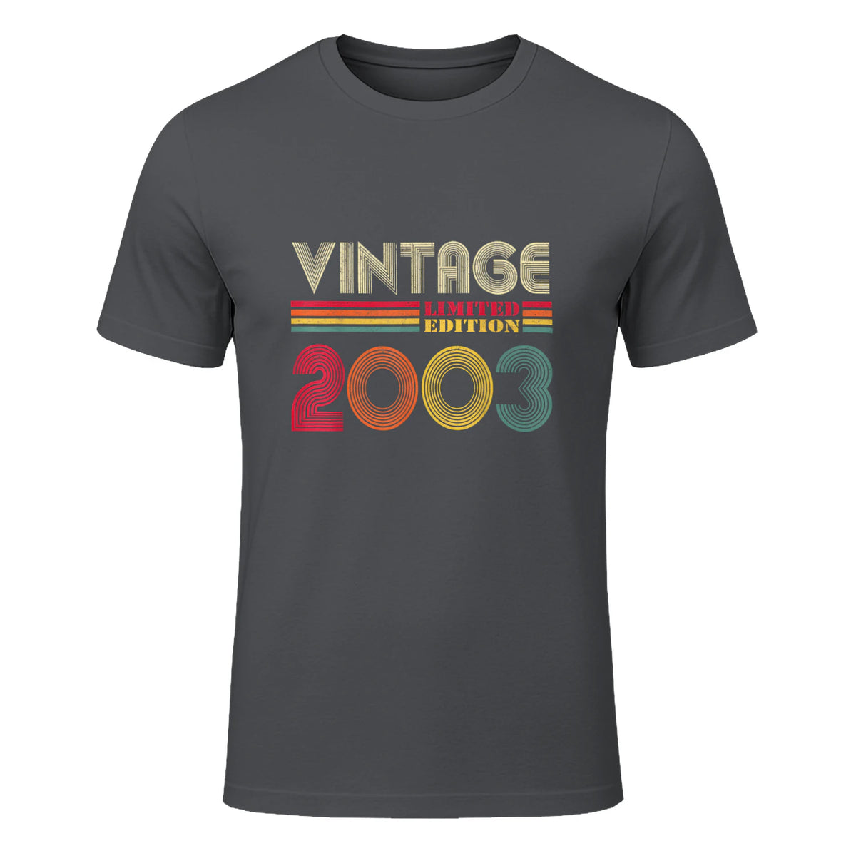 Vintage Twenty-First Birthday Gift T-Shirt in Charcoal - front view