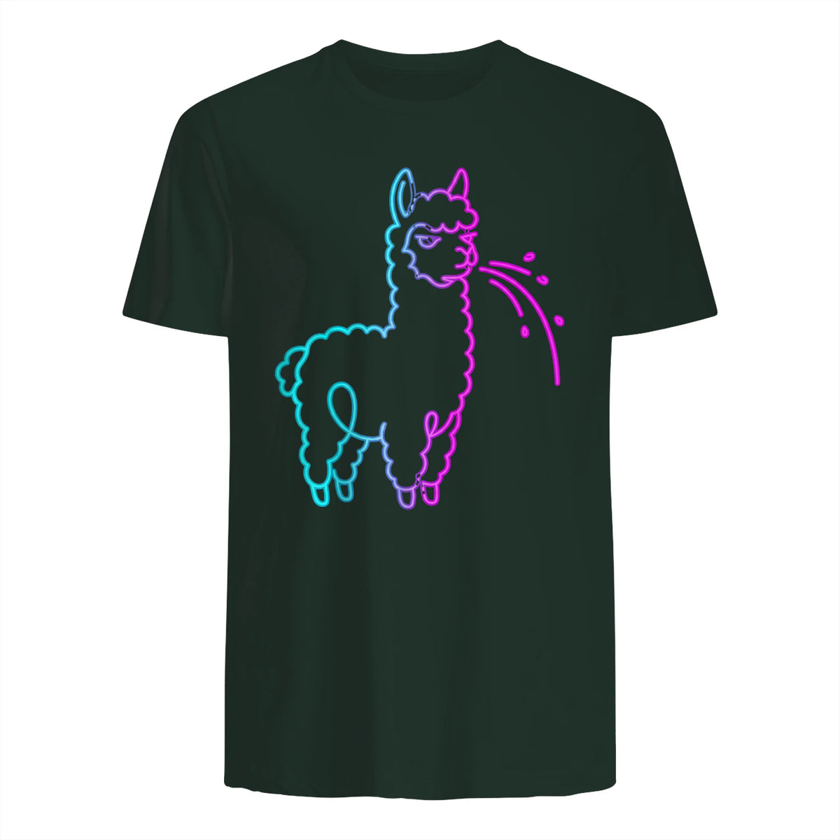 Fluff Around and Find Out Funny Fluffy Spitting Lama in Forest Green - back view