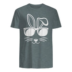 Bunny Face With Sunglasses Men Boys Kids Easter Day in Dark Heather - back view