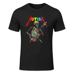 Autism Skeleton Guitar Player Rock Music Autism Awareness in Black - front view