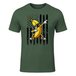 Dabbing Banana Retro American Flag Banana Lover Boys Kids T-Shirt in Military Green - front view